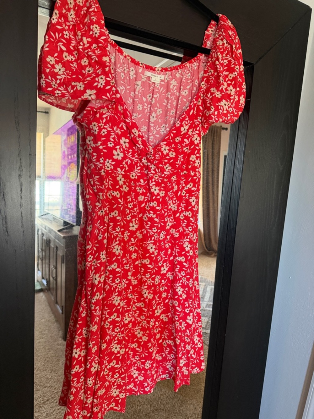O'Neill Red Floral V-Neck Mini Dress
